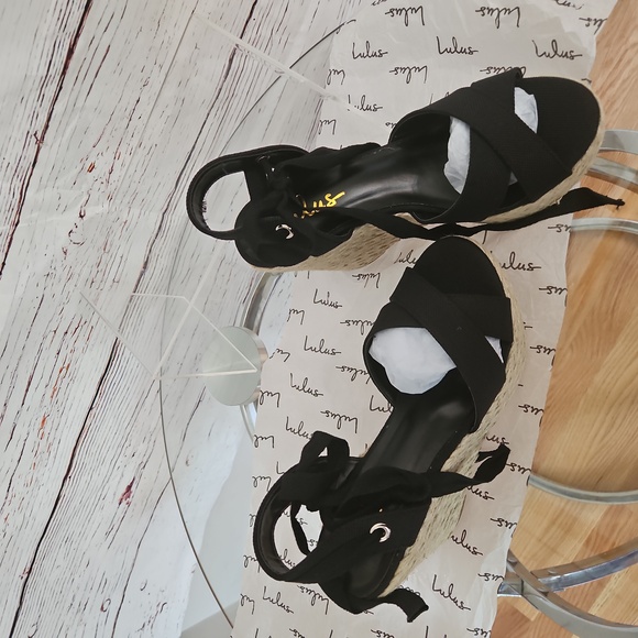 NWT Lulu's Esme Ankle Wrap Tie Espadrille Wedges - Picture 10 of 14